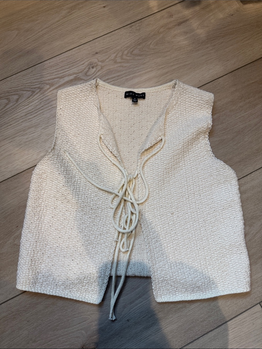 Cream knit Tie-Front Vest